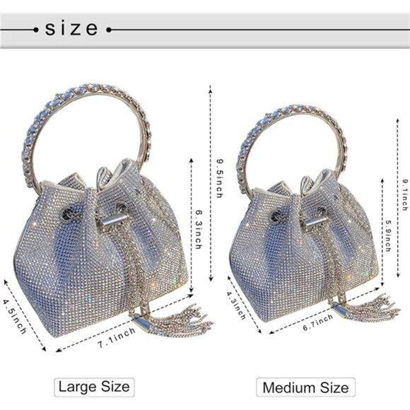 Upgrade Rhinestone Evening Bag Bling Purse Sparkly Diamond Silver Clutch Purses - Picture 6 of 7